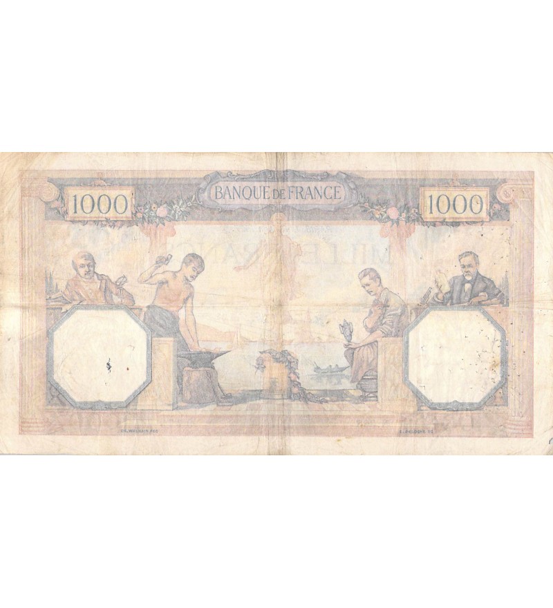 FRANCE, CÉRÈS ET MERCURE - 1000 FRANCS 13/06/1927 - SÉRIE N.303