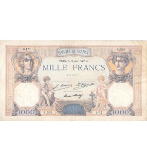 FRANCE, CÉRÈS ET MERCURE - 1000 FRANCS 13/06/1927 - SÉRIE N.303 2