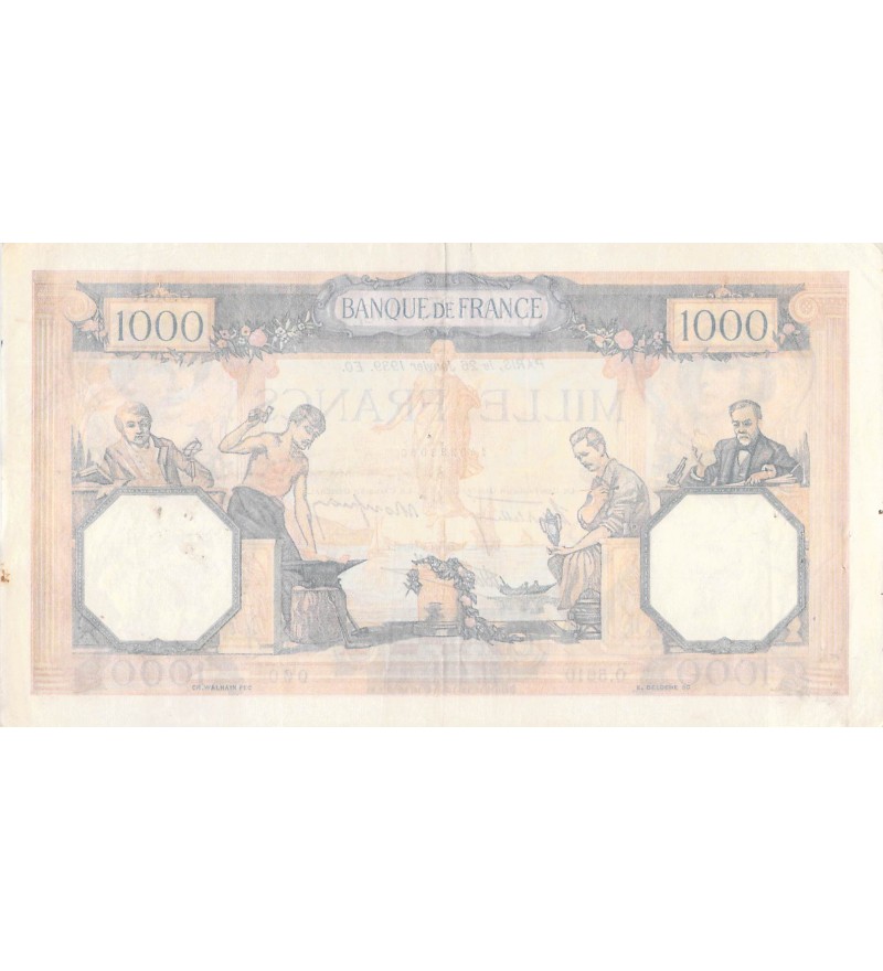 FRANCE, CÉRÈS ET MERCURE - 1000 FRANCS 26/01/1939 - SÉRIE O.5610