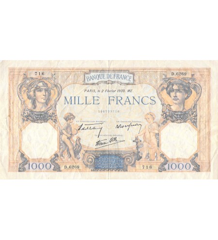 FRANCE, CÉRÈS ET MERCURE - 1000 FRANCS 02/02/1939 - SÉRIE D.6269