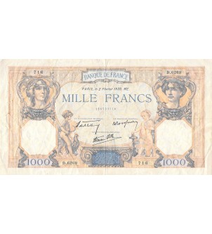 FRANCE, CÉRÈS ET MERCURE - 1000 FRANCS 02/02/1939 - SÉRIE D.6269 2