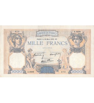 FRANCE, CÉRÈS ET MERCURE - 1000 FRANCS 30/03/1939 - SÉRIE A.6686