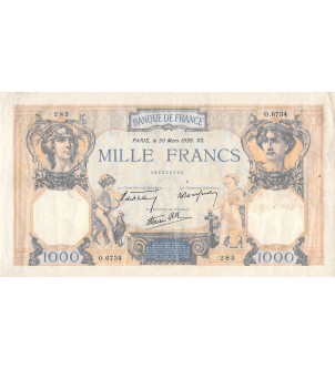 FRANCE, CÉRÈS ET MERCURE - 1000 FRANCS 30/03/1939 - SÉRIE A.6734 2