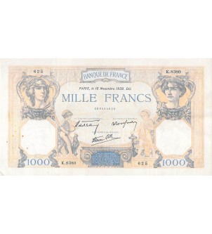 FRANCE, CÉRÈS ET MERCURE - 1000 FRANCS 16/11/1939 - SÉRIE K.8380