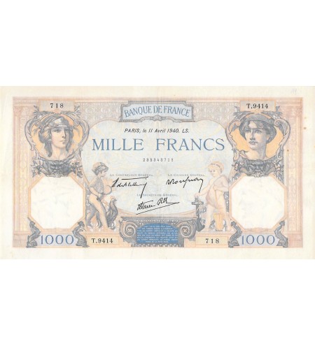 FRANCE, CÉRÈS ET MERCURE - 1000 FRANCS 11/04/1940 - SÉRIE T.9414