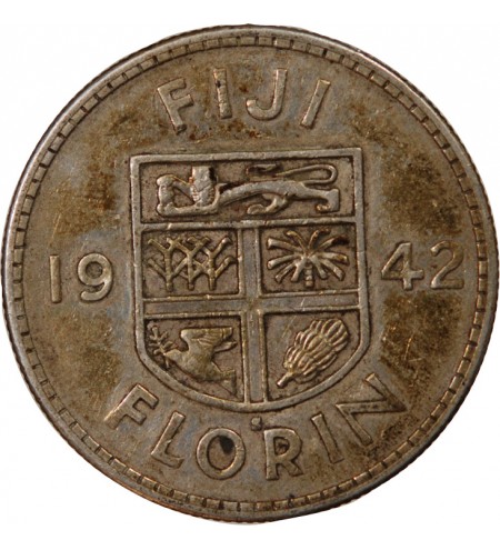 FIDJI, GEORGES VI - FLORIN ARGENT 1942 S