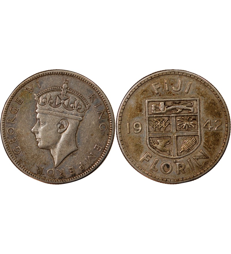 FIDJI, GEORGES VI - FLORIN ARGENT 1942 S