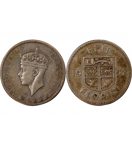 FIDJI, GEORGES VI - FLORIN ARGENT 1942 S