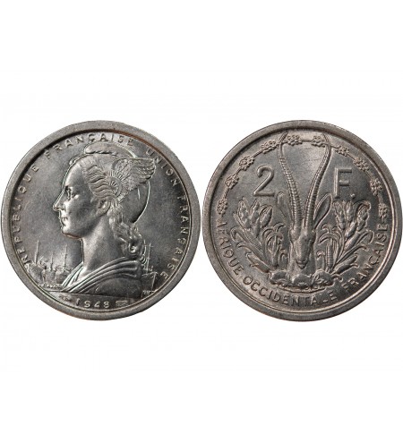 AFRIQUE OCCIDENTALE FRANÇAISE - 2 FRANCS 1948
