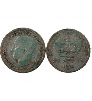 GRECE, GEORGE Ier - 20 LEPTA 1874 A 2