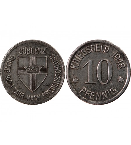 Nécessité, Allemagne, Coblence - 10 Pfennig 1918