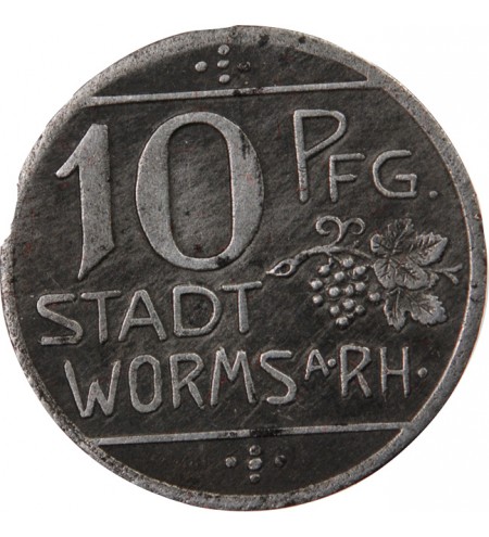 Nécessité, Allemagne, Worms - 10 Pfennig 1918