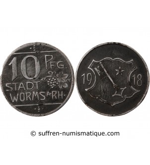 Nécessité, Allemagne, Worms - 10 Pfennig 1918