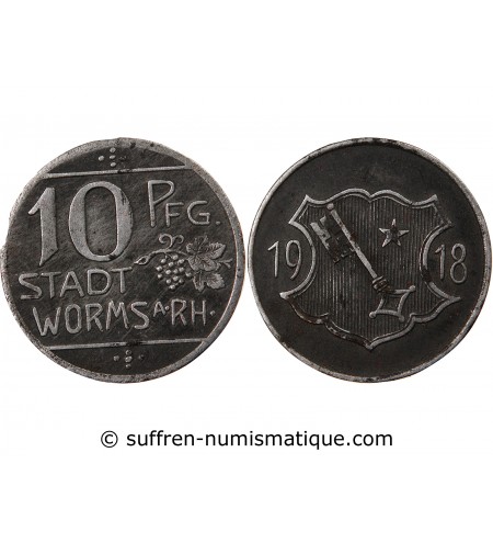 Nécessité, Allemagne, Worms - 10 Pfennig 1918