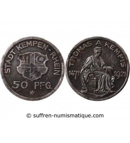 Nécessité, Allemagne, Kempen - 50 Pfennig 1921