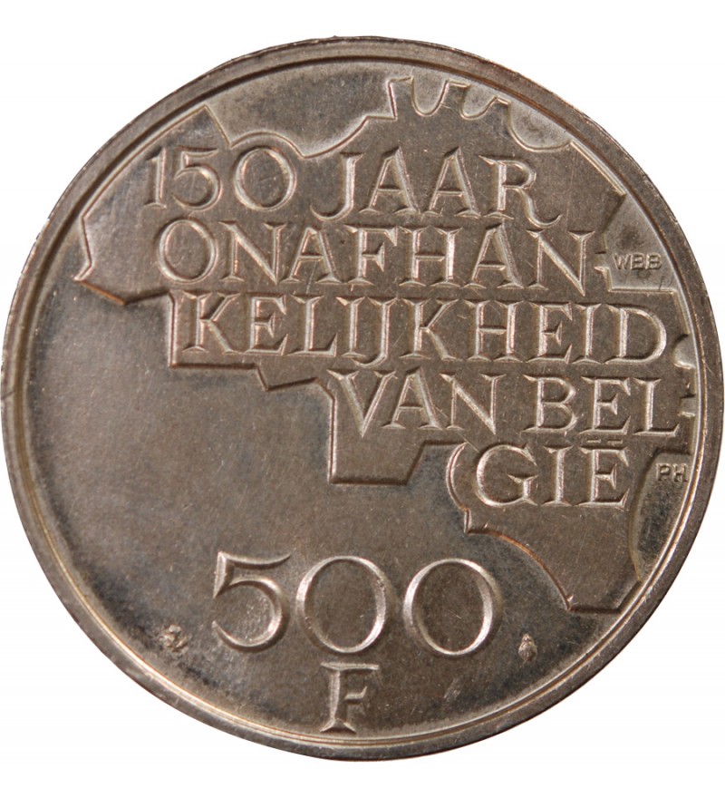 BELGIQUE, 150 anniversaire de l'indépendance - 500 FRANCS 1980