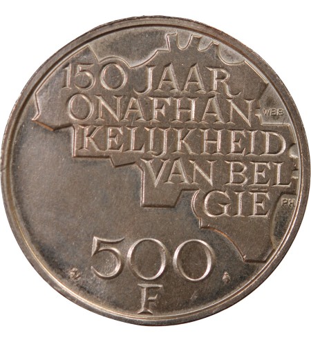 BELGIQUE, 150 anniversaire de l'indépendance - 500 FRANCS 1980