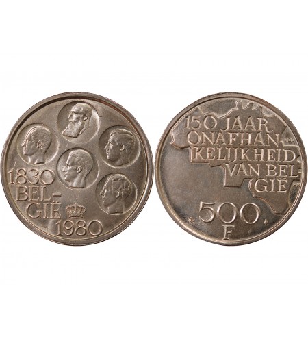 BELGIQUE, 150 anniversaire de l'indépendance - 500 FRANCS 1980