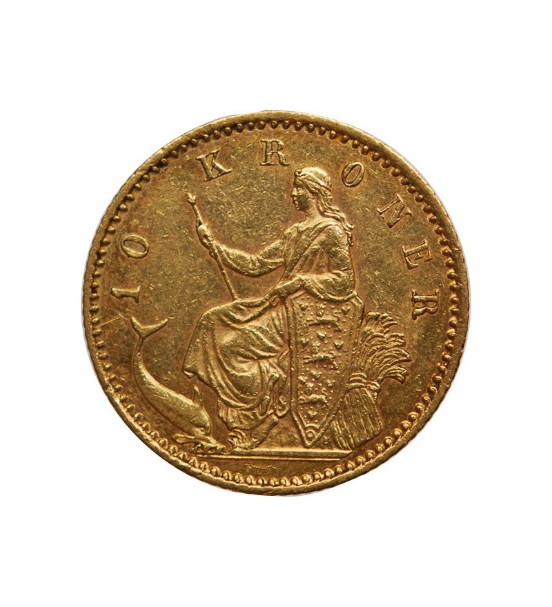 DANEMARK - 10 KRONER OR 1890 CHRISTIAN IX﻿