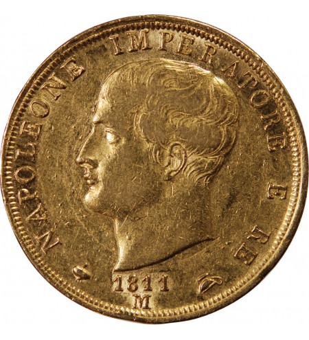 ITALIE, NAPOLEON﻿ 1er - 40 LIRE OR 1811 M MILAN
