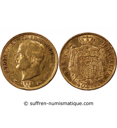 ITALIE, NAPOLEON﻿ 1er - 40 LIRE OR 1811 M MILAN