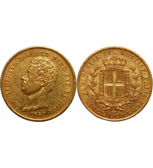 ITALIE - CHARLES ALBERT 20 LIRE OR 1849 GENES 2