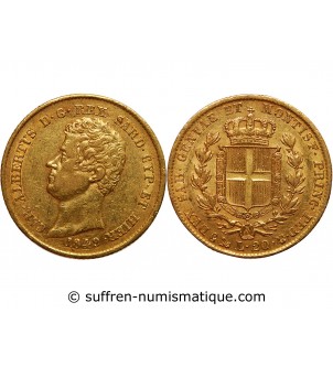 ITALIE - CHARLES ALBERT 20 LIRE OR 1849 GENES