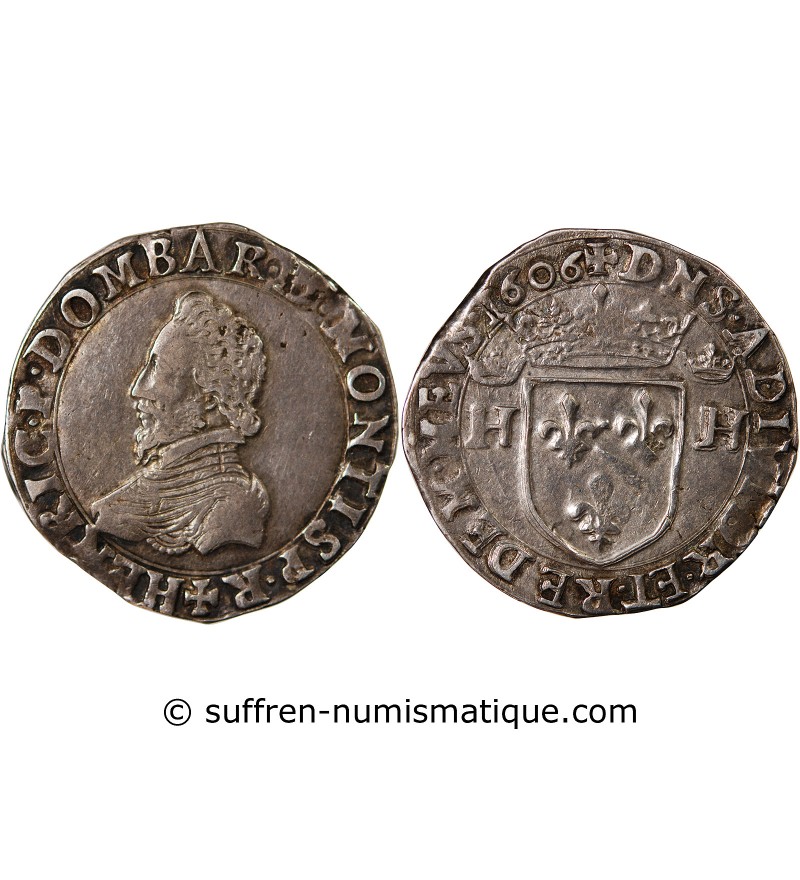 Principauté de Dombes, Henri II de Montpensier - TESTON 1606 TREVOUX