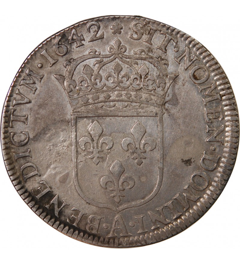 LOUIS XIII - 1/2 ECU ou 30 SOLS ARGENT 1642 A PARIS﻿