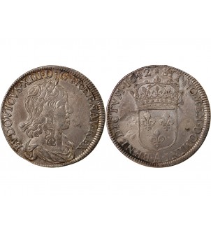 LOUIS XIII - 1/2 ECU ou 30 SOLS ARGENT 1642 A PARIS﻿ 2