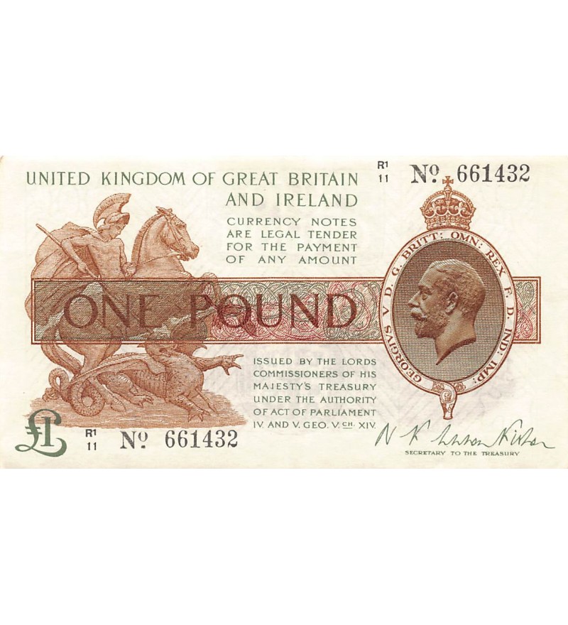 ANGLETERRE, TRESORE, Warren Fisher - 1 POUND 1922 P-359A
