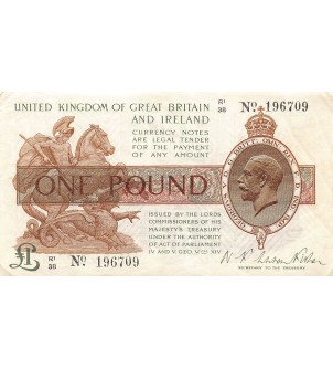 ANGLETERRE, TRESORE, Warren Fisher - 1 POUND 1922 P-359A 2