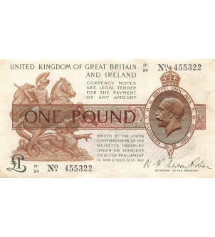 ANGLETERRE, TRESORE, Warren Fisher - 1 POUND 1922 P-359A 2