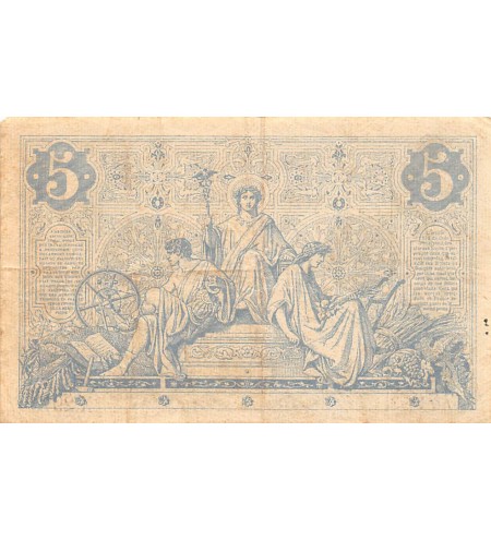 FRANCE, NOIR - 5 FRANCS 18.09.1873