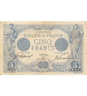 FRANCE, BLEU - 5 FRANCS 05.03.1915