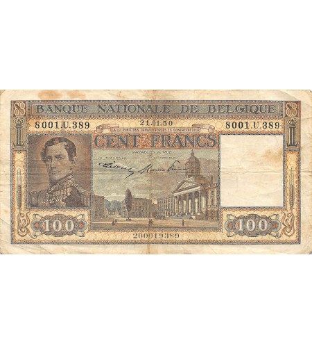 BELGIQUE, LEOPOLD III - 100 FRANCS 21.01.1950