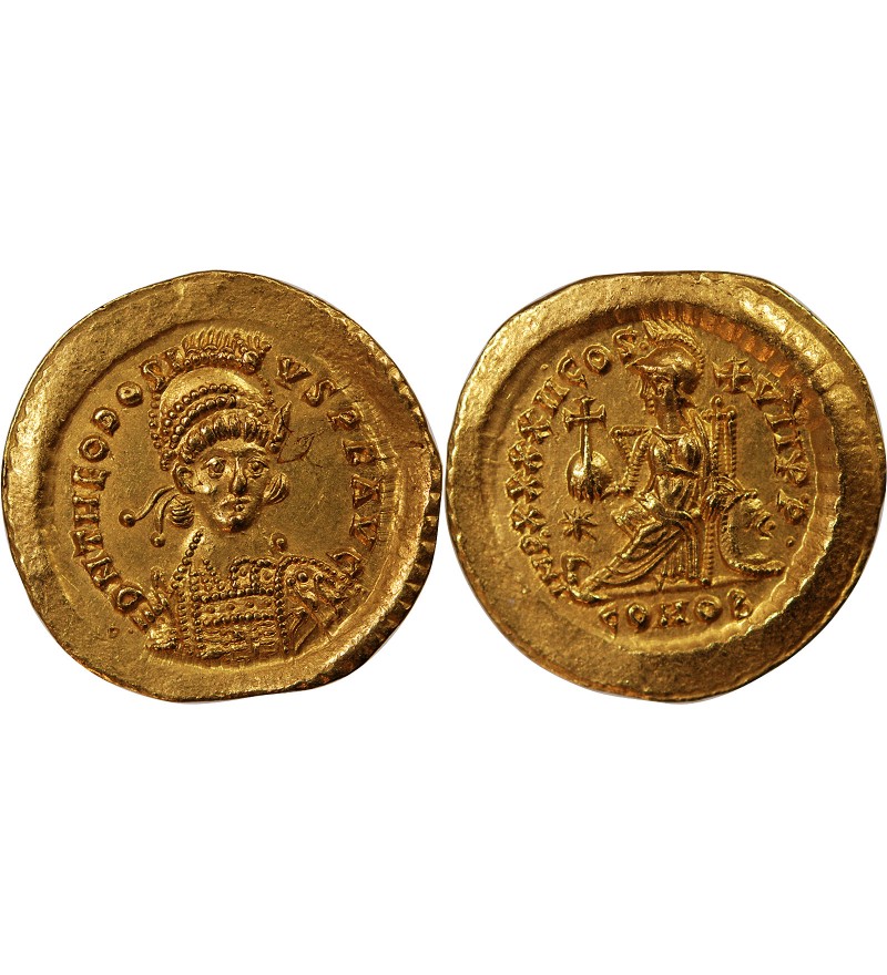 THEODOSE II - SOLIDUS OR 402 / 450 CONSTANTINOPLE