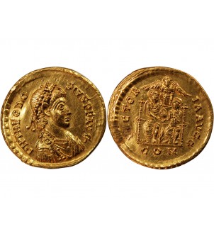 THEODOSE Ier - SOLIDUS OR 379 / 395 MILAN 2