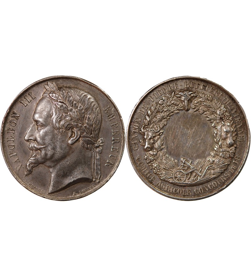 COMICE AGRICOLE, NAPOLEON III - MEDAILLE ARGENT poinçon Abeille (1860-1879)