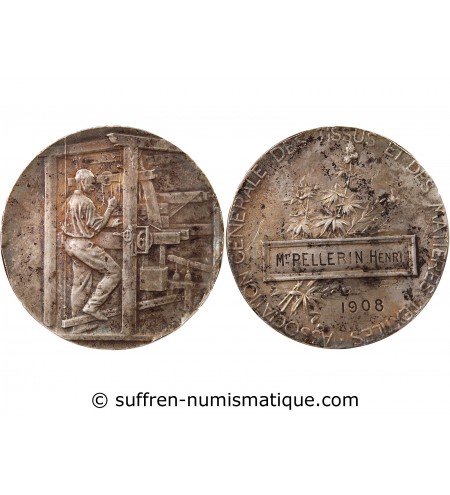 ASSOCIATION GENERALE DES TISSUS - MEDAILLE ARGENT attribuée en 1908