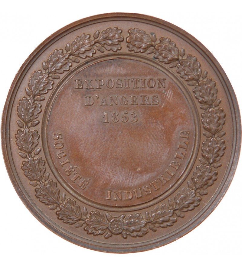 EXPOSITION D'ANGERS, NAPOLEON III - MÉDAILLE CUIVRE 1853