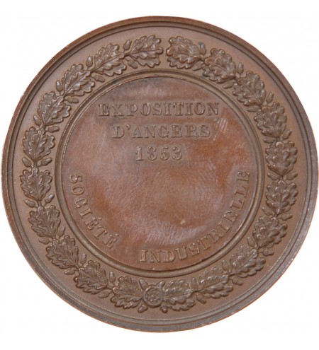 EXPOSITION D'ANGERS, NAPOLEON III - MÉDAILLE CUIVRE 1853