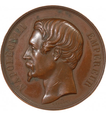 EXPOSITION D'ANGERS, NAPOLEON III - MÉDAILLE CUIVRE 1853