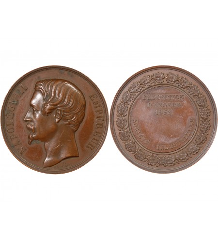 EXPOSITION D'ANGERS, NAPOLEON III - MÉDAILLE CUIVRE 1853