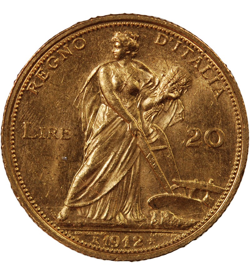 ITALIE, VICTOR EMMANUEL III - 20 LIRE OR 1912 ROME