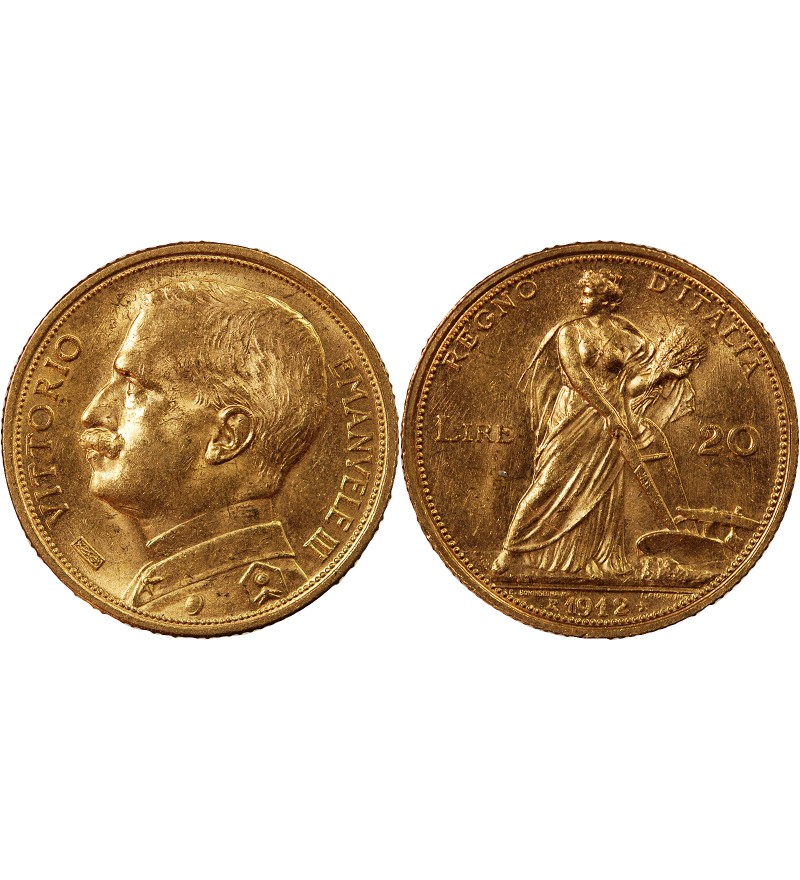 ITALIE, VICTOR EMMANUEL III - 20 LIRE OR 1912 ROME