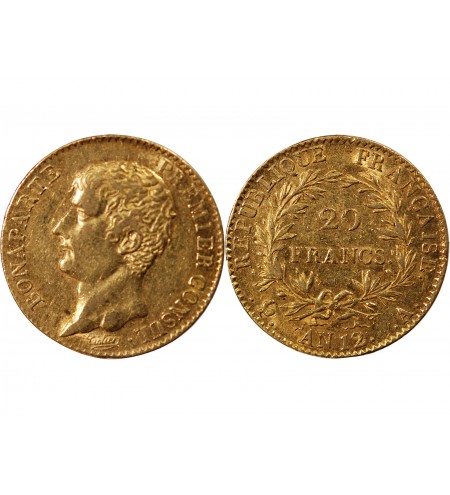 BONAPARTE 1er CONSUL﻿ - 20 FRANCS OR AN 12 A PARIS﻿