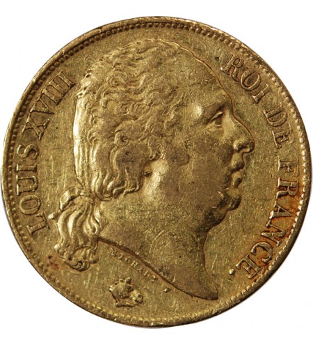LOUIS XVIII - 20 FRANCS OR 1819 Q PERPIGNAN