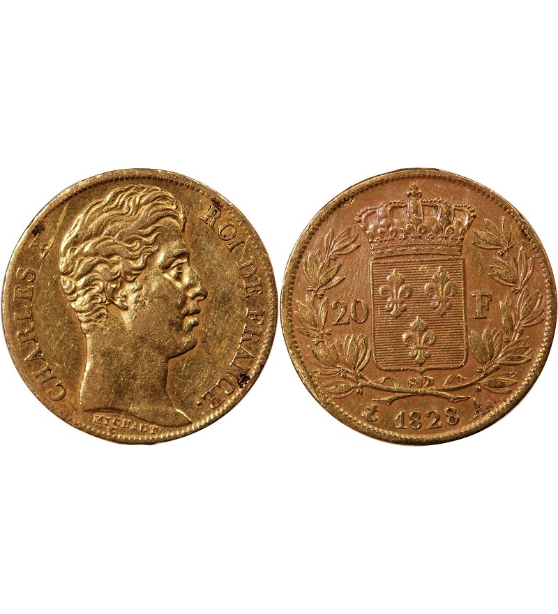 CHARLES X - 20 FRANCS OR 1828 A PARIS "4,5 Feuilles"﻿