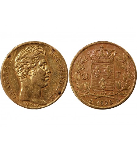 CHARLES X - 20 FRANCS OR 1828 A PARIS "4,5 Feuilles"﻿